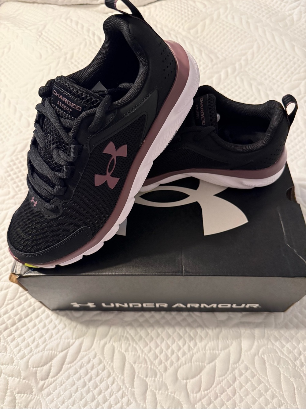 Under Armour Women’s Black and Mauve Trainer Sneakers